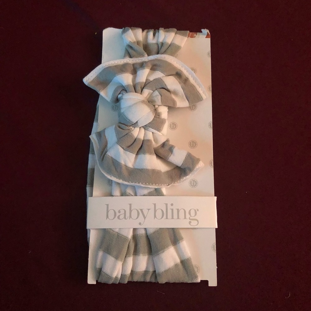 Baby bling headband grey stripe